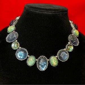 Avon NR singed Green and Blue Statement Necklace